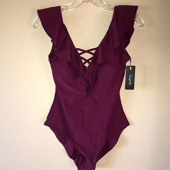 NEW Tempt Me Burgundy Swimsuit - Picture 1 of 4